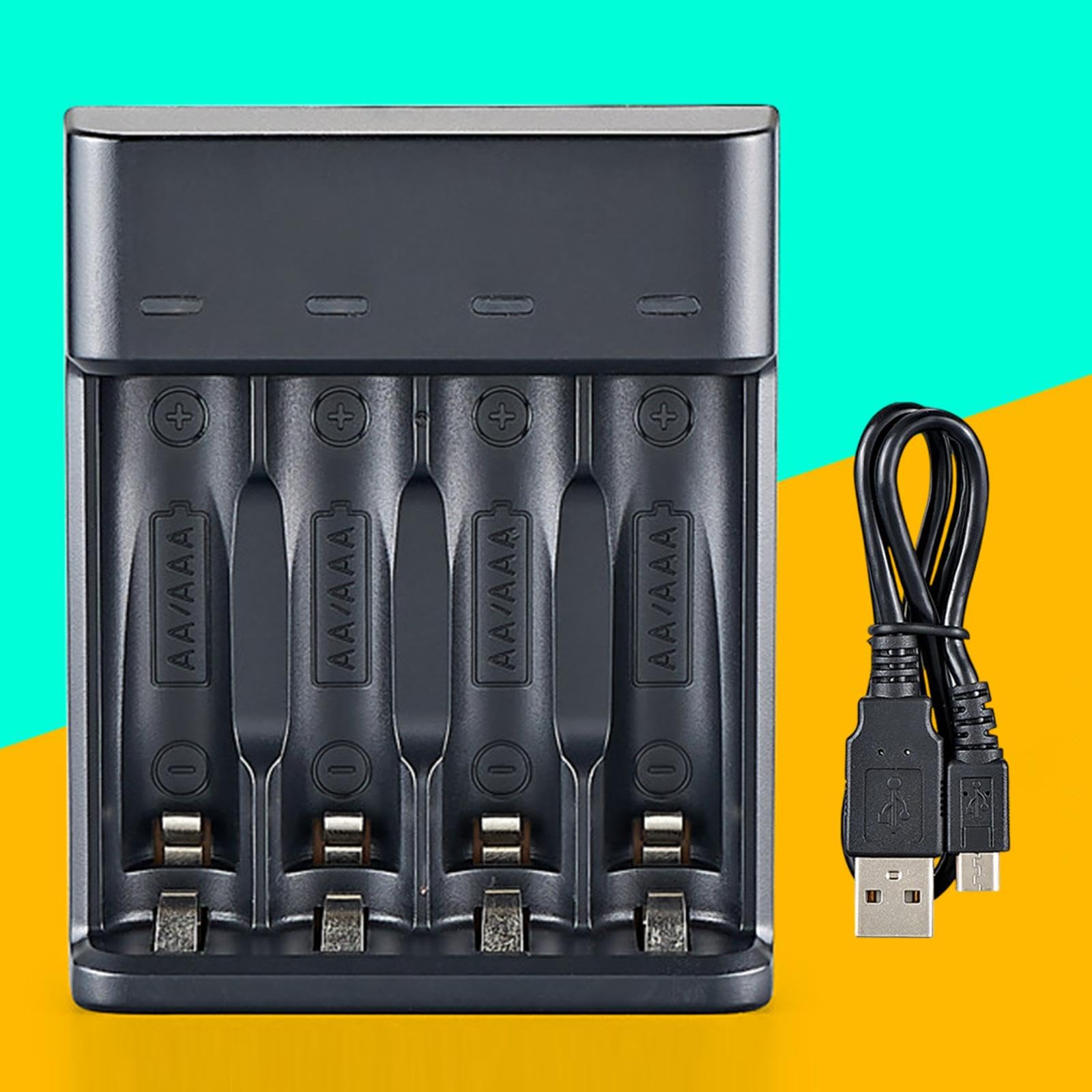 Cargador de batería USB de 4 ranuras para baterías recargables AA AAA