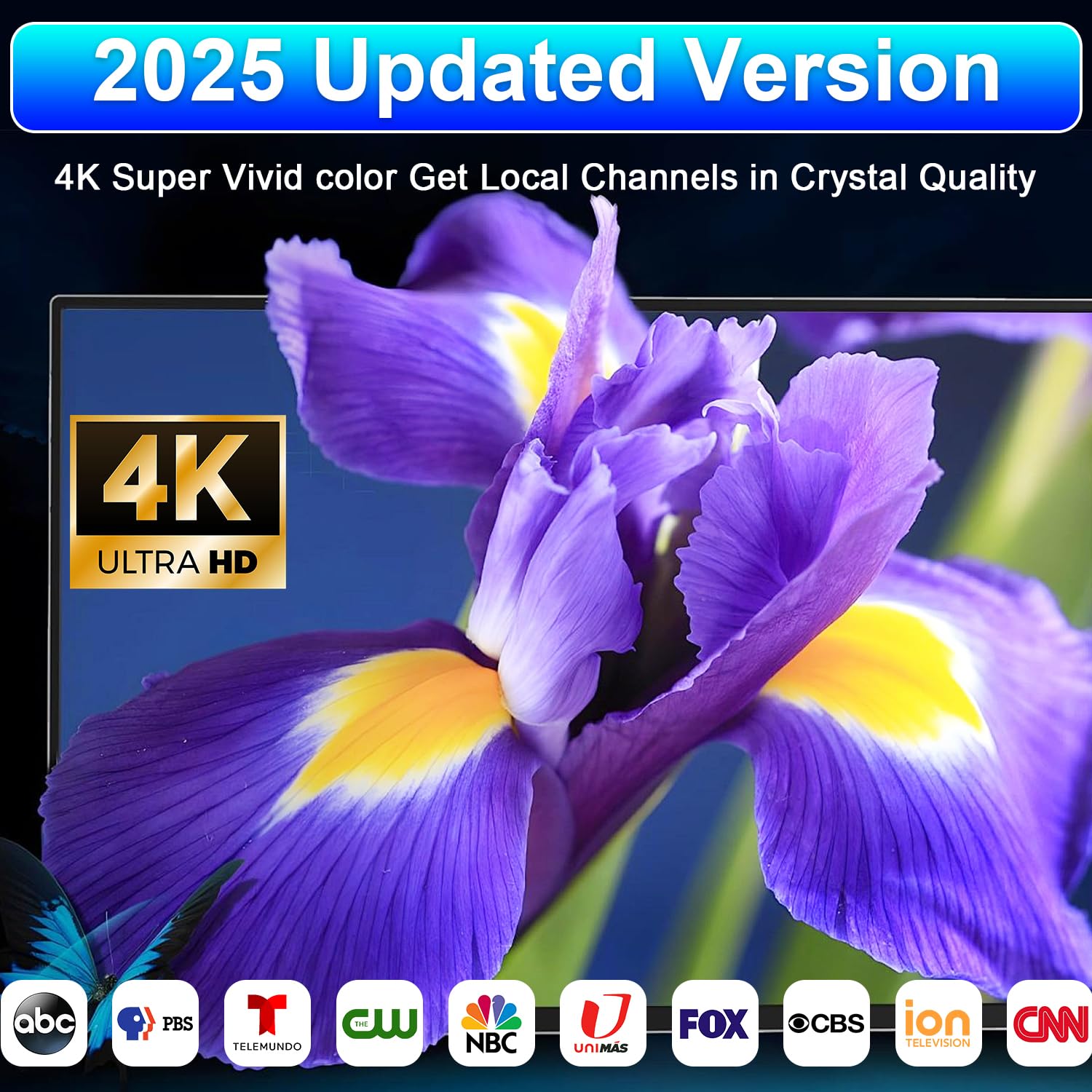 2025 Digital Rabbit Ear Antenna - Indoor Smart Long Distance Reception, Supports 4K 8K 1080p Local Channels