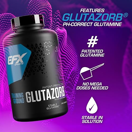 Miniatura 3 de EFX Sports Training Ground Glutazorb Caps  Suplemento de píldora de glutamina altamente concentrado, pH correcto, digestión y apoyo inmunológico,