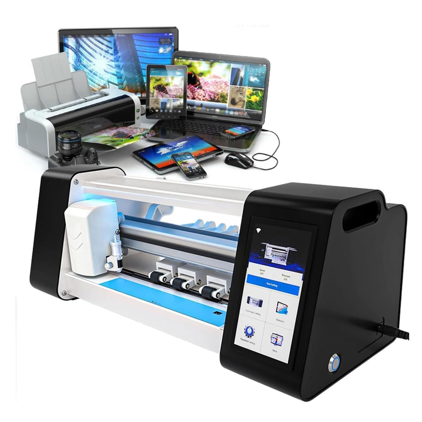 Máquina Inteligente Corte Películas Protectores Pantalla Hidrogel TPU para La Parte Frontal del Teléfono Móvil, Máquina De Corte Protectores De Pantalla para Teléfonos Móviles 17 Idiomas.