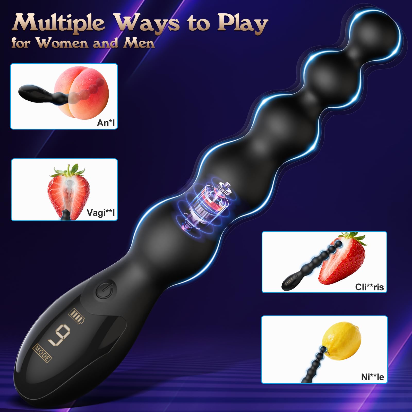 palline anali Plug anale vibrante - Giocattoli sessuali maschili Massaggiatore per la prostata Giocattoli anali, Giocattoli per adulti Tappi anali Vibratori Progettazione di laurea e display