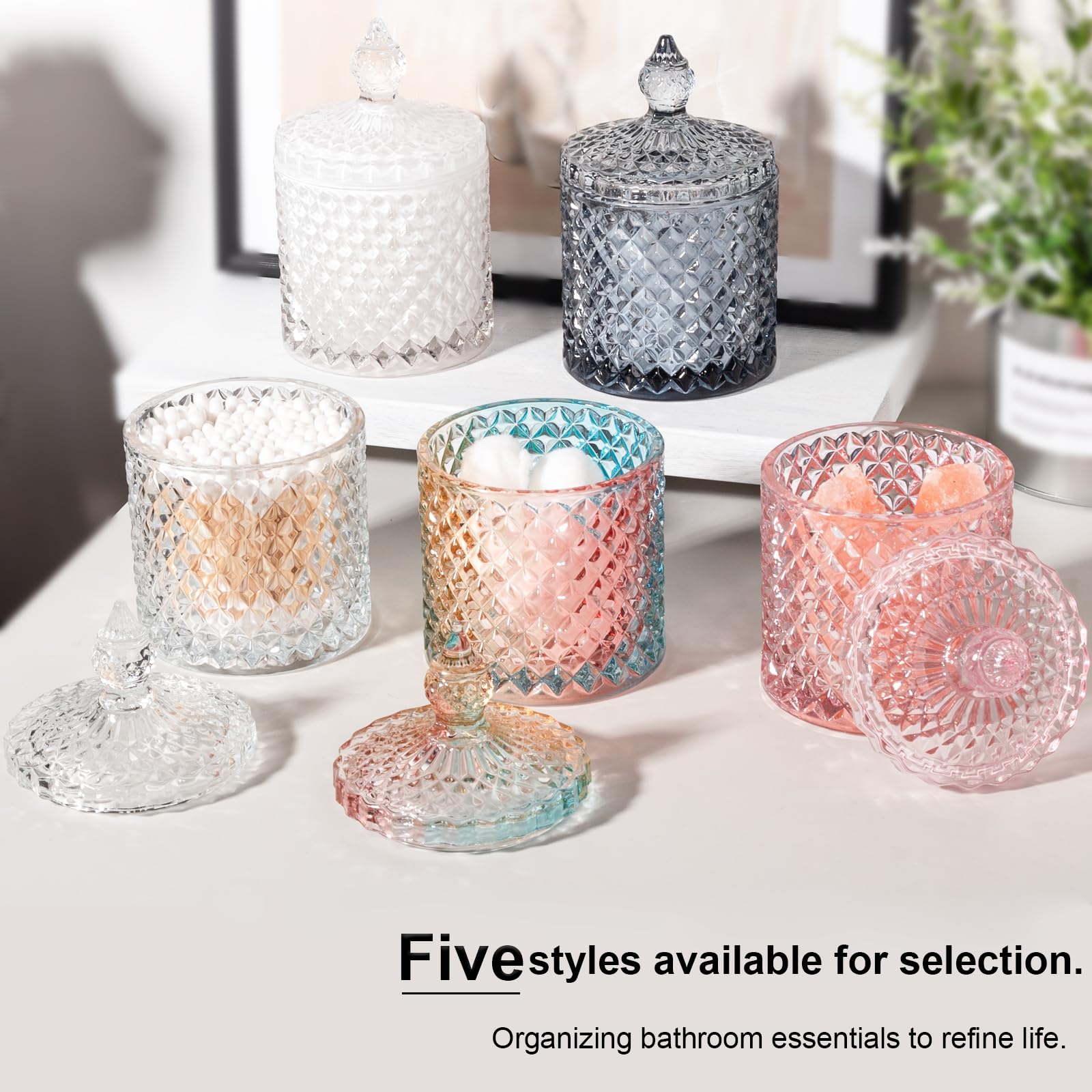 Paquete De 2 Tarros De Boticario De Vidrio Grueso Con Tapa Para Decoración  De Baño, Organizador De Almacenamiento Para Hisopos De Algodón, Bolas,  Almohadillas, Púas De Hilo Dental, Dulces, Joyas, image size:1600x1600