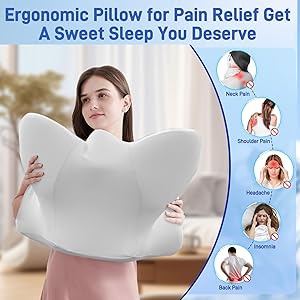 TECBOT Cervical Neck Pillow for Sleeping,Cervical Pillow for Neck Pain Relief,Hollow Design,Memory Foam Cervical Neck Pillow,Cooling Pillow for Neck Support,Adjustable,Cozy Sleeping (White-White)