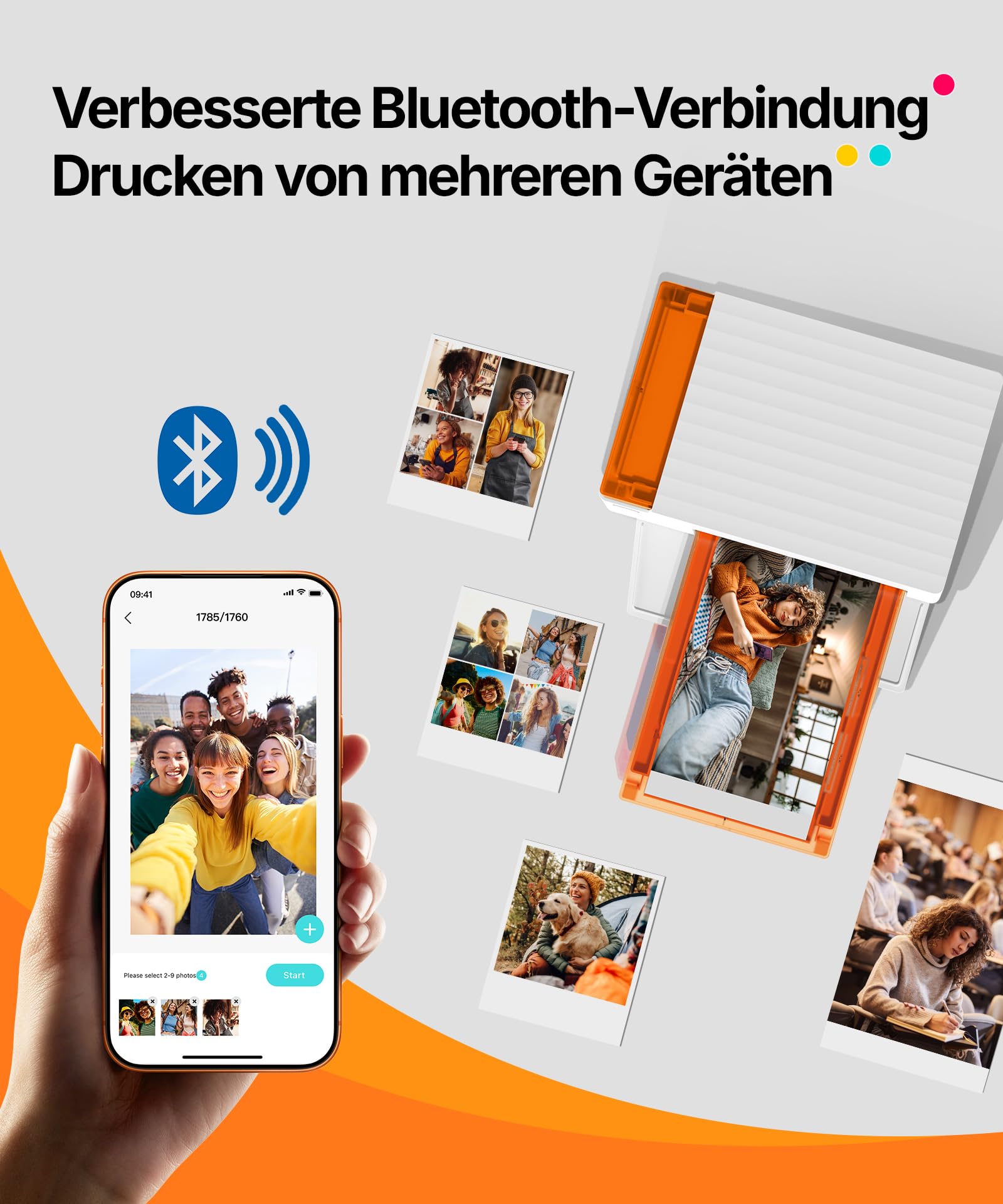 Liene Amber M110 Mini Fotodrucker Thermosublimation Bluetooth 10x15 cm Fotopapier