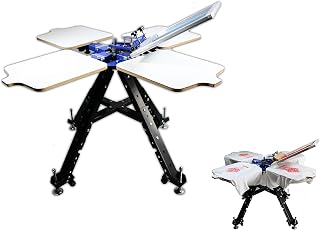 TECHTONGDA Silk Screen Printing Machine 1 Color 4 Station Screen Printer Screen Printing Press Equipment Adjustable Stand Height for T-Shirt Circuit Board