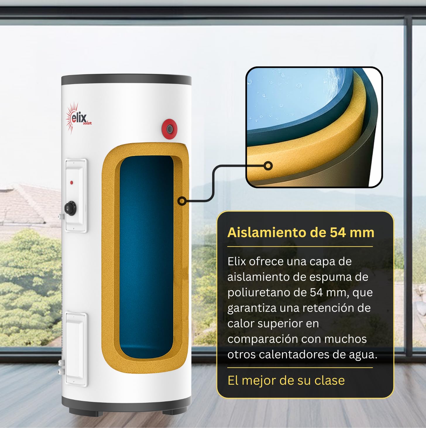 Calentador de Agua Solar Elix PV Termo Eléctrico con MPPT, 200L, DC1500W