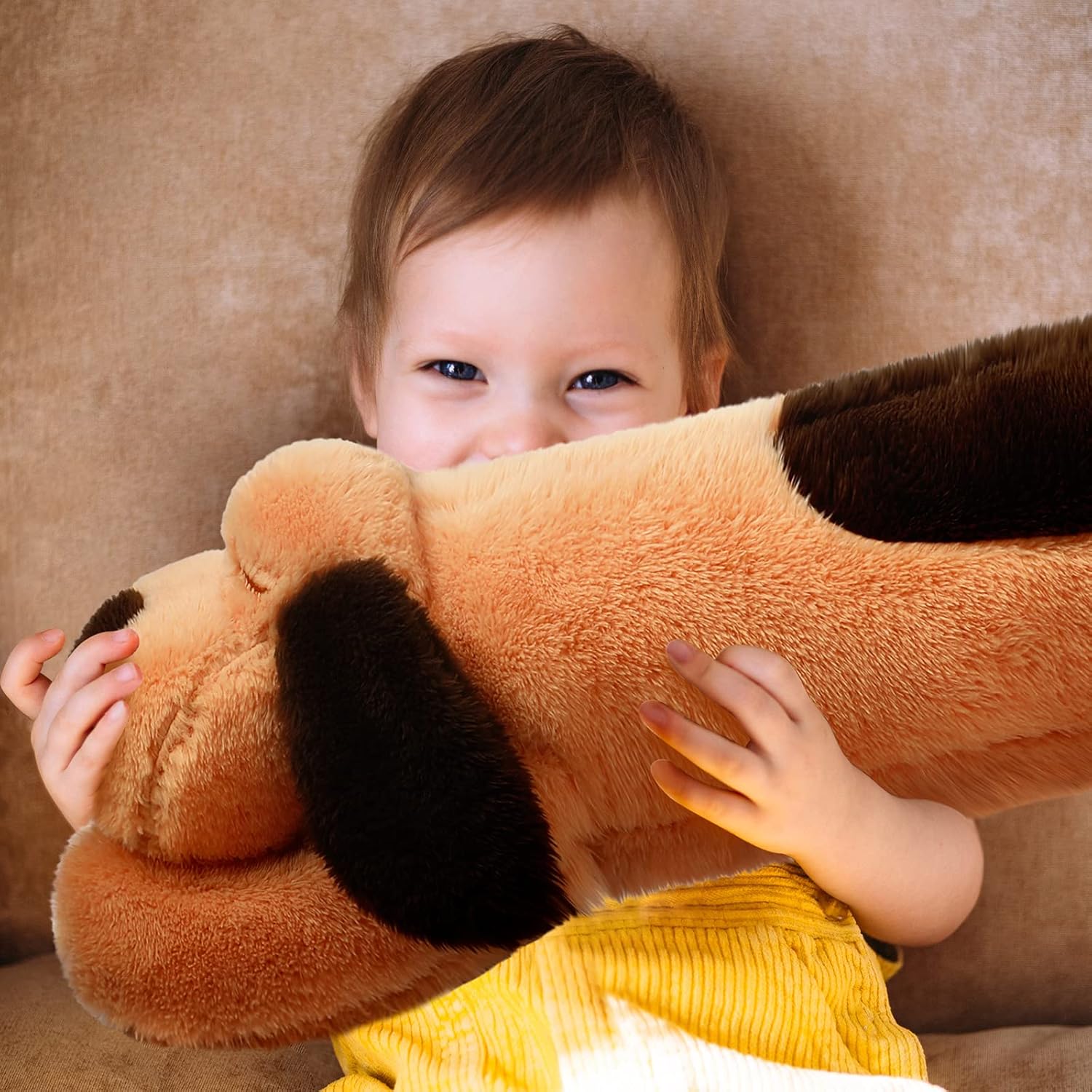 Queekay Dog Body Pillow Stuffed Animals Plush Long Body Pillow for Dogs Large Sleeping Hugging Puppy Cushion Gift for Birthday Party(23.6 Inch,Brown) - Image 6