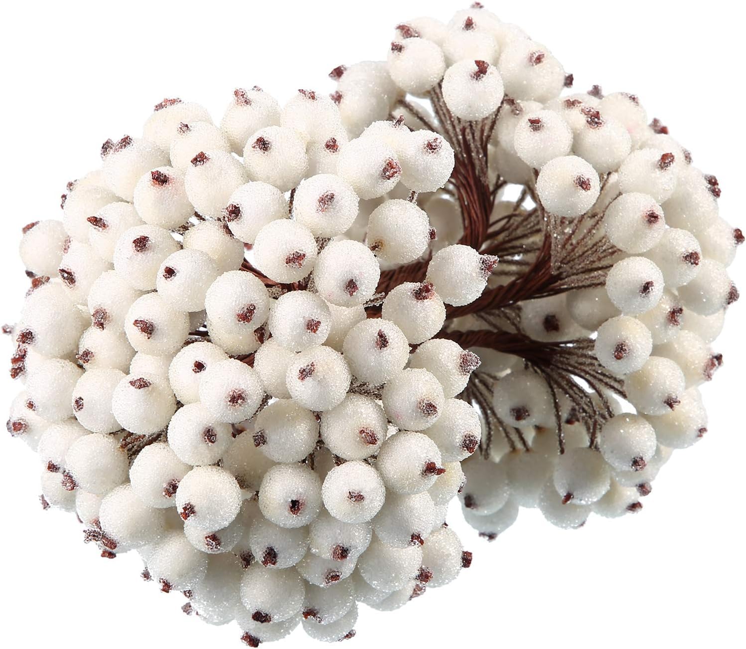 Maimeili 400 PCS Natural Artificial Holly Frosted Berries on 200 Wire Stems for Christmas Tree Decorations Wreath Craft Use Wedding Party Favor Home Bathroom Table Vase Filler