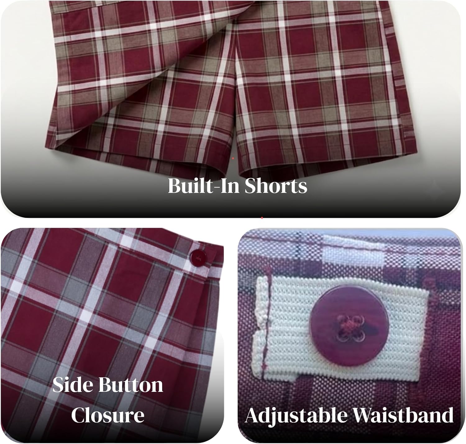 ClassExceed Girls Plaid School Uniform Skort, Built-in Shorts, Adjustable Waistband, Durable Fabric, Sizes 3–20 & Plus