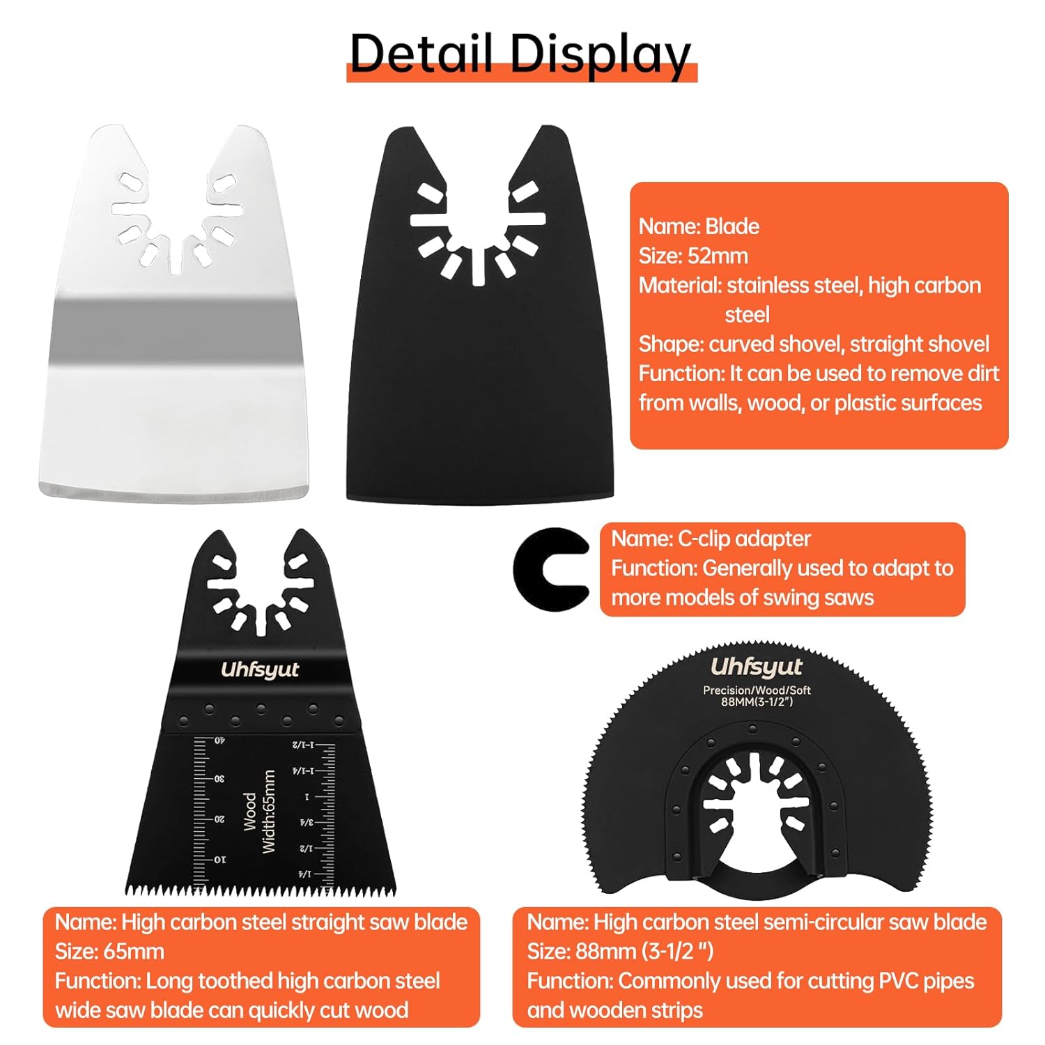 32PCS Oscillating Multi-Tool Saw Blades Set - High Carbon/Bi-Metal, Universal Fit for DeWalt, Makita, Bosch, Fein, Milwaukee (Wood/Metal/Plastic Cutting) (32)