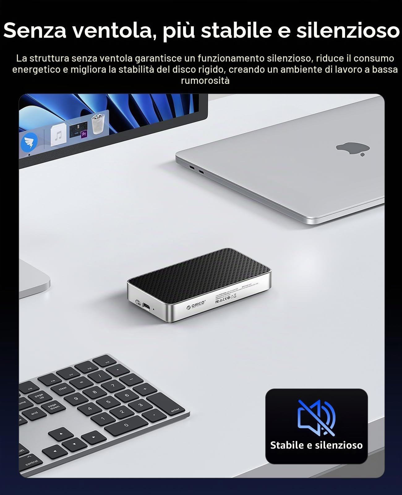 ORICO SSD Esterno USB 4.0 da 2TB, 3800 MB/s (40 Gbps), SSD NVMe Portatile Ultraveloce, Compatibile con Thunderbolt 3/4, Design in Alluminio Senza Ventola per Fotografi e Video Editor - X40 | SSD NVMe ultra veloce, compatibile con Thunderbolt 3/4, design i