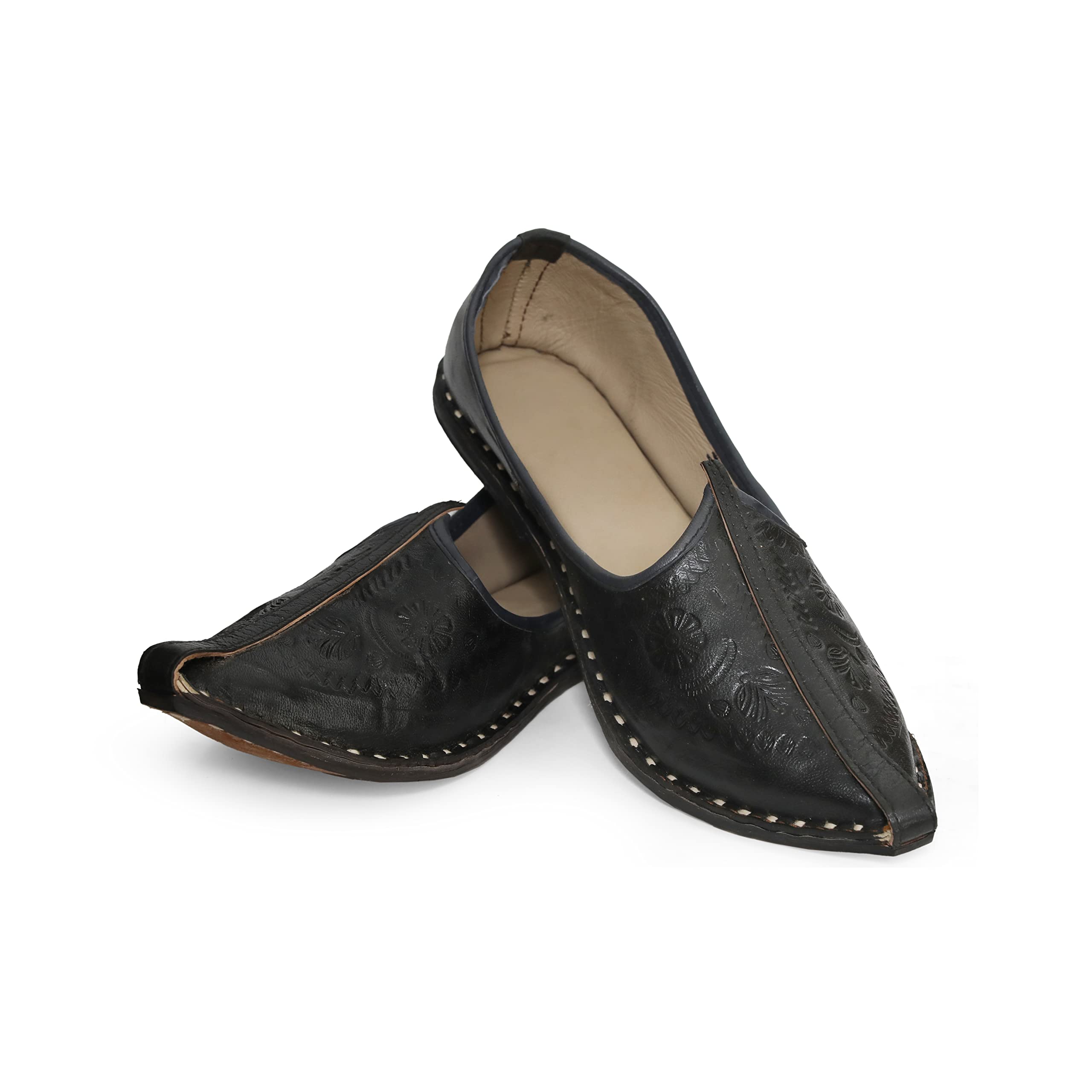 yash & co. Men's Traditional Ethnic Leather Juttis Mojaris | Latest Jutis for Men (Black, Size - 9)-picture-41