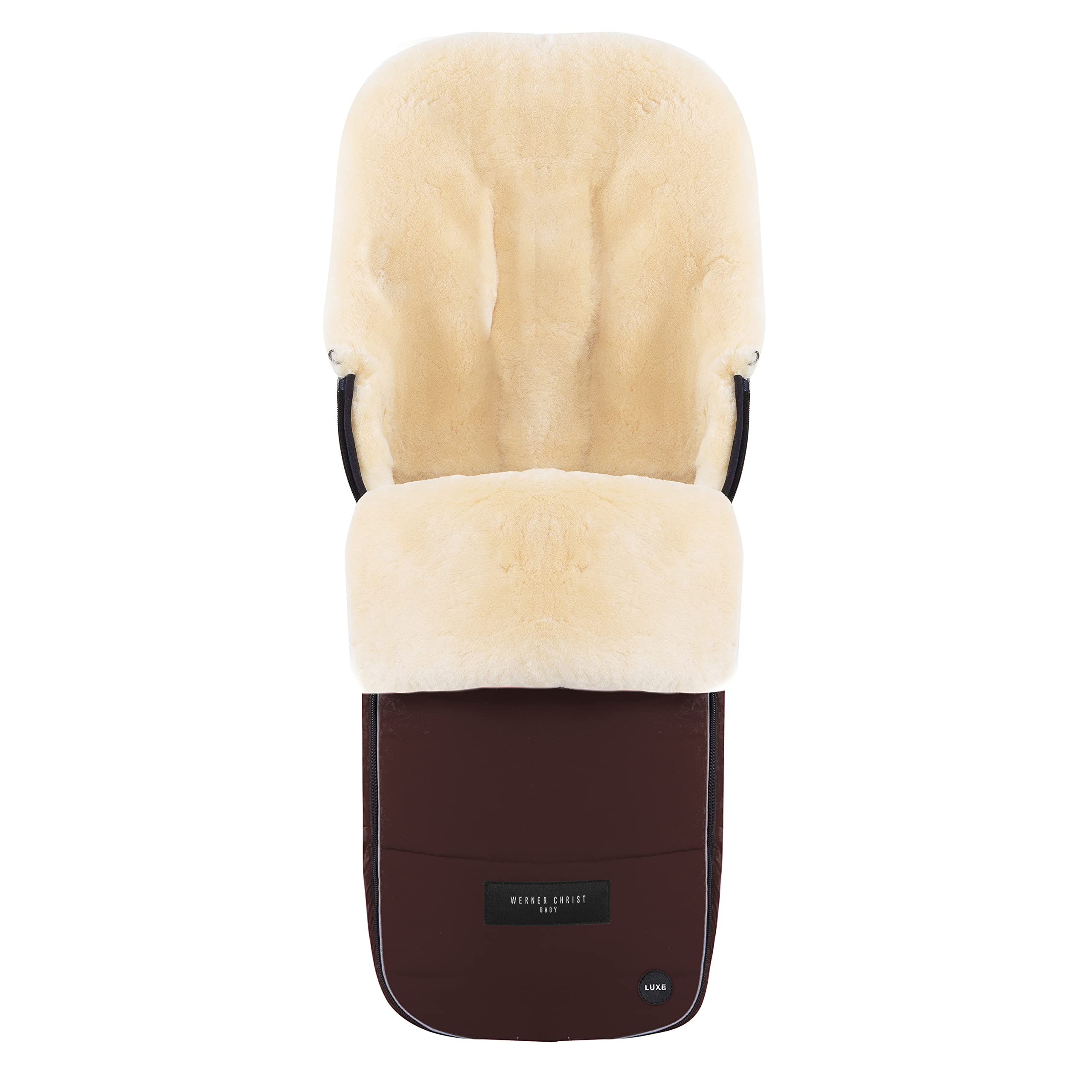 Werner Christ Baby Sheepskin footmuff FLIMS Luxe - Full Medical Sheepskin footmuff for Buggy (from 6 to 36 mo.), Medical Fur, Universal with Long Slits