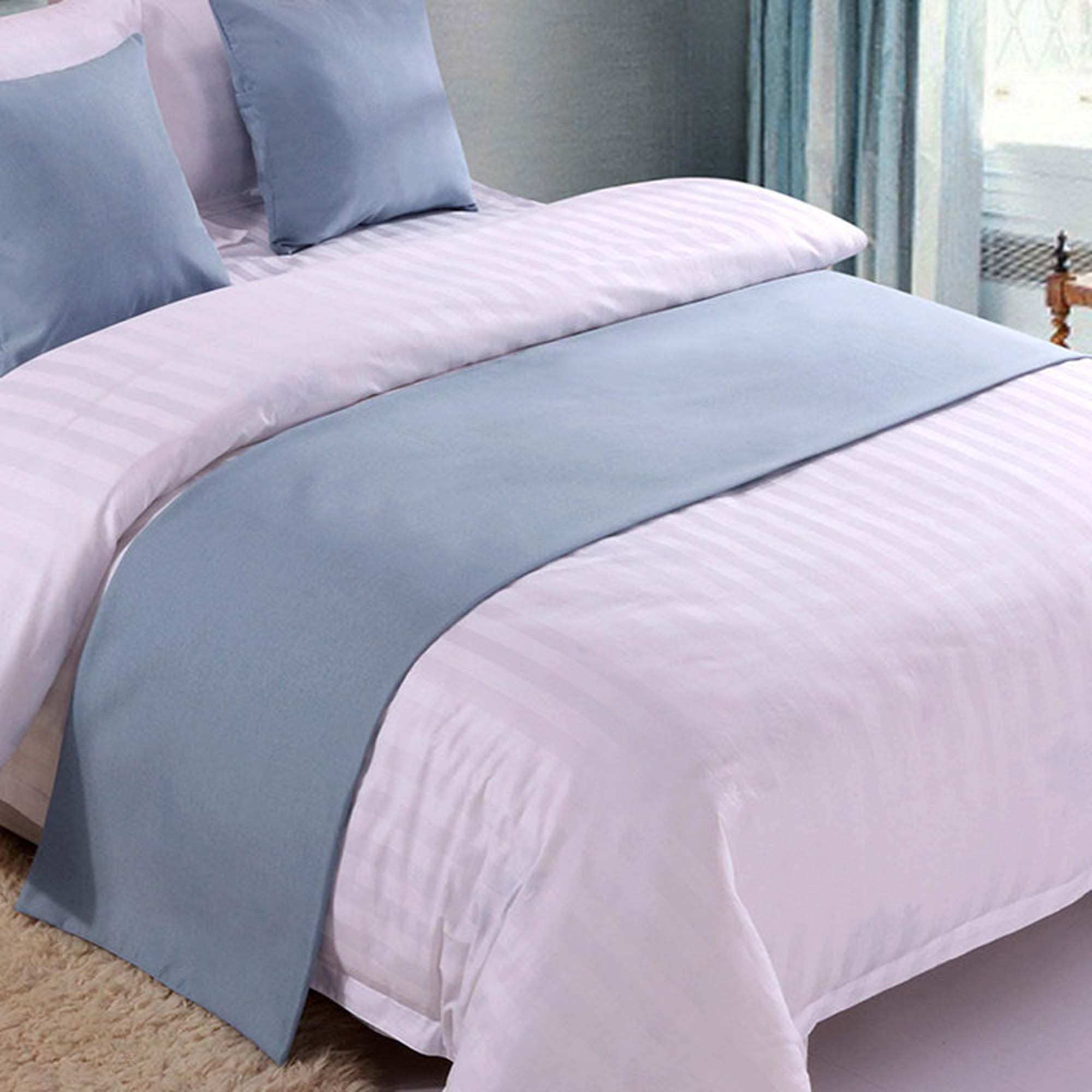 CLMETHE Soft Linen Bedspread Solid Color King Size Bed Runner Scarve Protector Decor for Guesthouse Hotel Bedroom,C-50 * 260CM(2.0m bed)