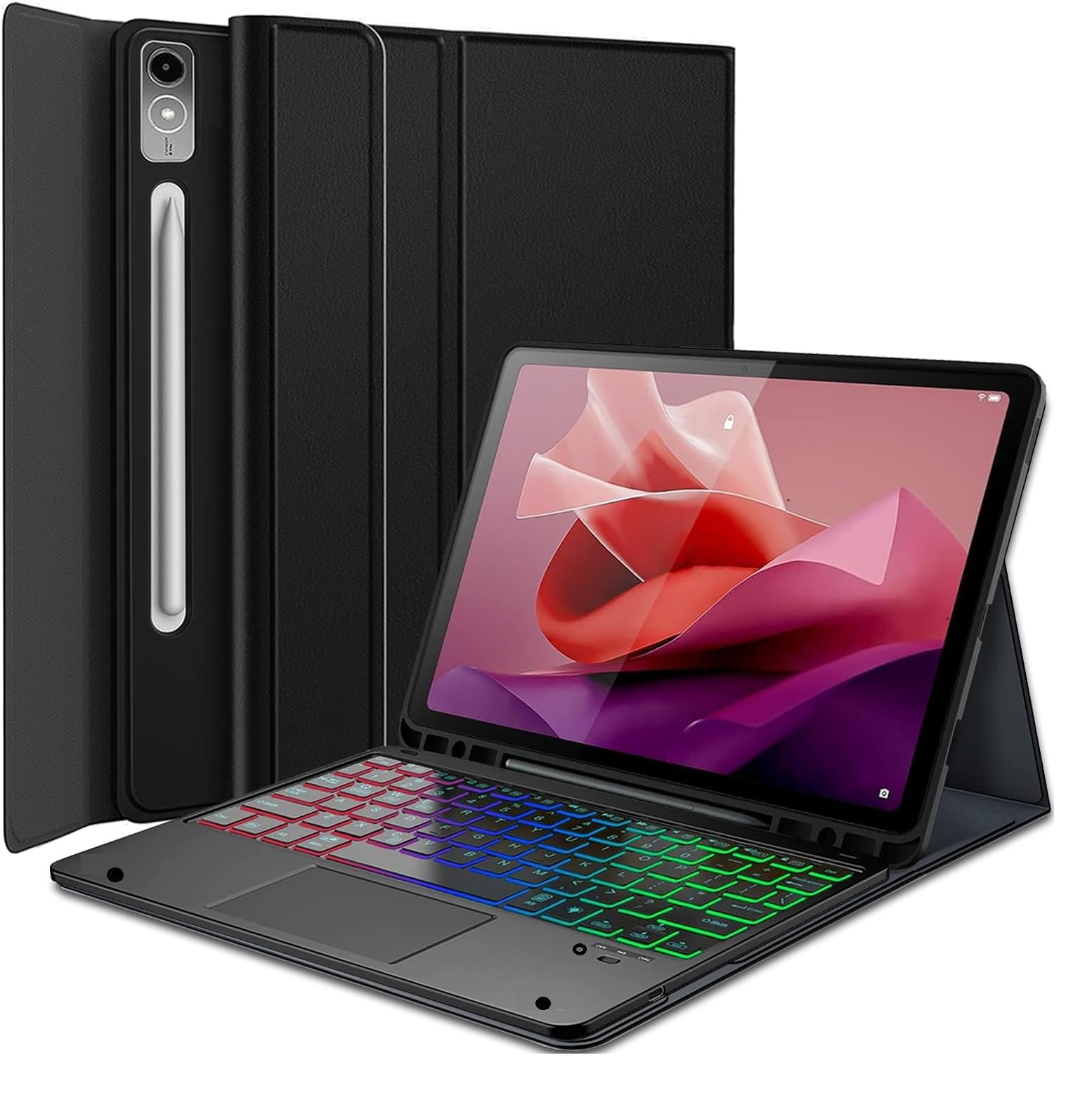 typecase Keyboard Case for Lenovo Tab P12 (12.7 Inch) with Multi Touch Trackpad & 7-Colors Backlit, Mutiple Viewing Angle, Magnetically Detachable Wireless Bluetooth Keyboard Cover for TB-370FU