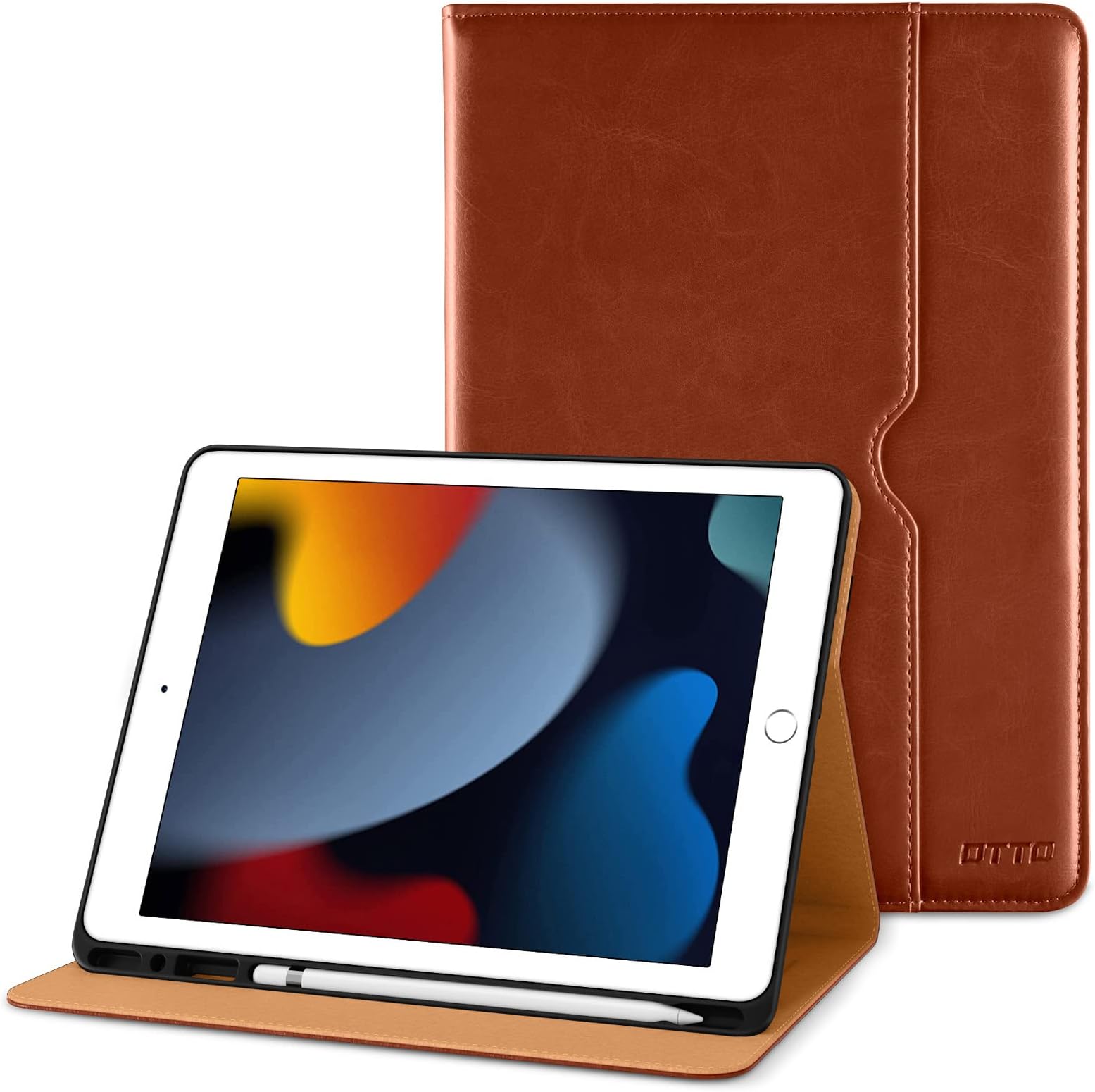 DTTO for iPad 9th/8th/7th Generation 10.2 Inch Case 2021/2020/2019, Premium Leather Business Folio Stand Cover with Apple Pencil Holder - Auto Wake/Sleep and Multiple Viewing Angles, Dark Brown | 2021/2020/2019, Premium Leather, Auto Wake/Sleep, Dark Brown