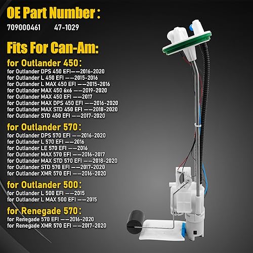 Miniatura 2 de 47-1029 709000461 Conjunto de bomba de combustible para Can-Am Outlander DPS 450 570 MAX DPS STD 450 570 L Renegade XMR 570 EFI 2015 2016-2020
