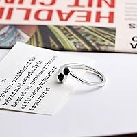 Vista 12 de Silver Open Ring Adjustable Statement Ring with Turquoise Obsidian Jewelry for Women Beautiful Double Gemstone Ring for Gift