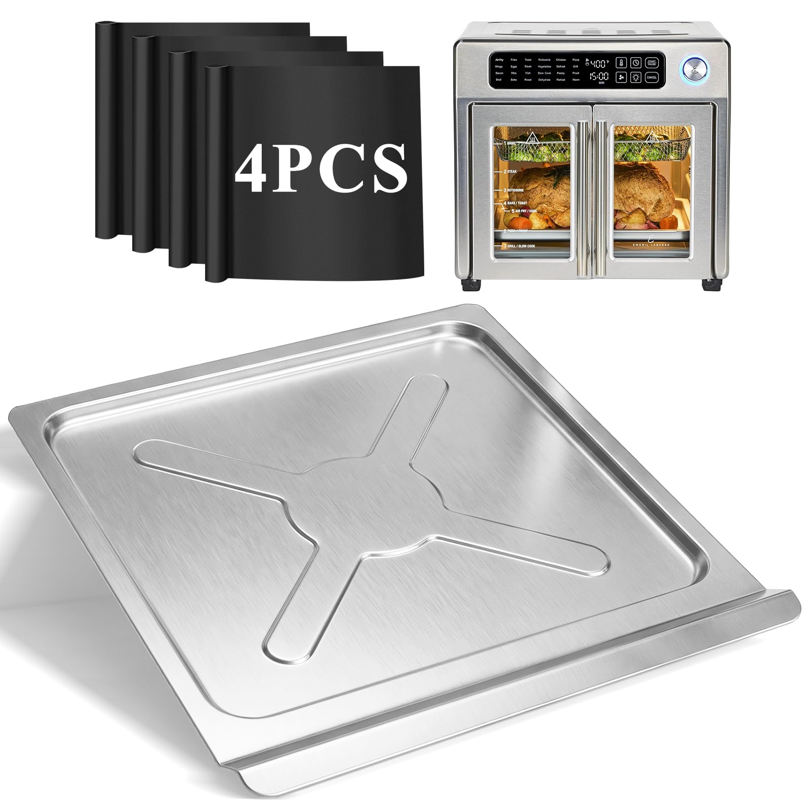 Air Fryer Drip Tray Replacement for Emeril Lagasse 26 Qt, w/4 Oven Liners | Heat-resistan…