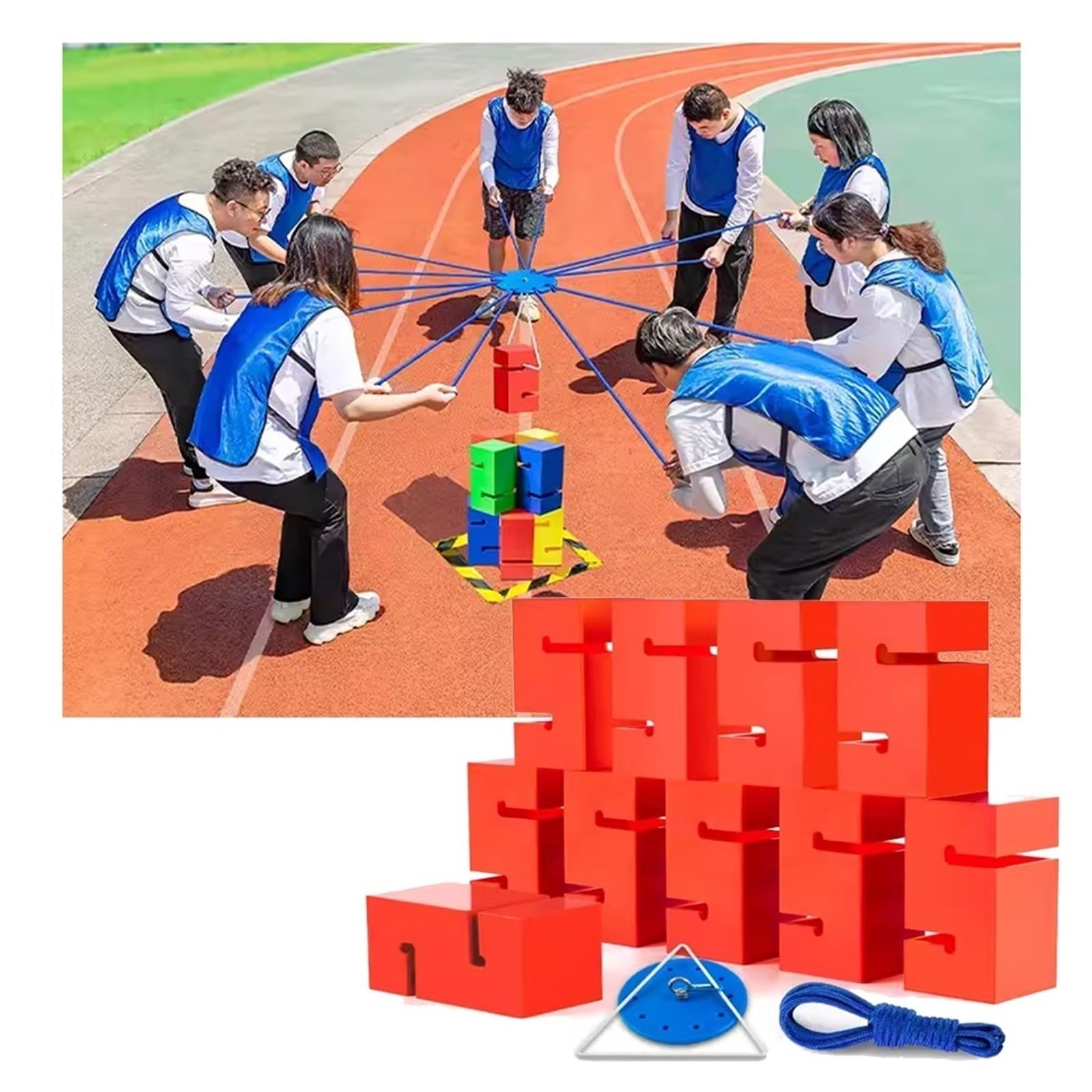 Gruppenspiel-Requisiten, IEOWY Team-Baustein-Turm-Spiele, Gruppen-Outdoor-Aktivitäten, lustiger Wettbewerb, Förderung freundlicher Kommunikation (Gelb, 10 Stück)