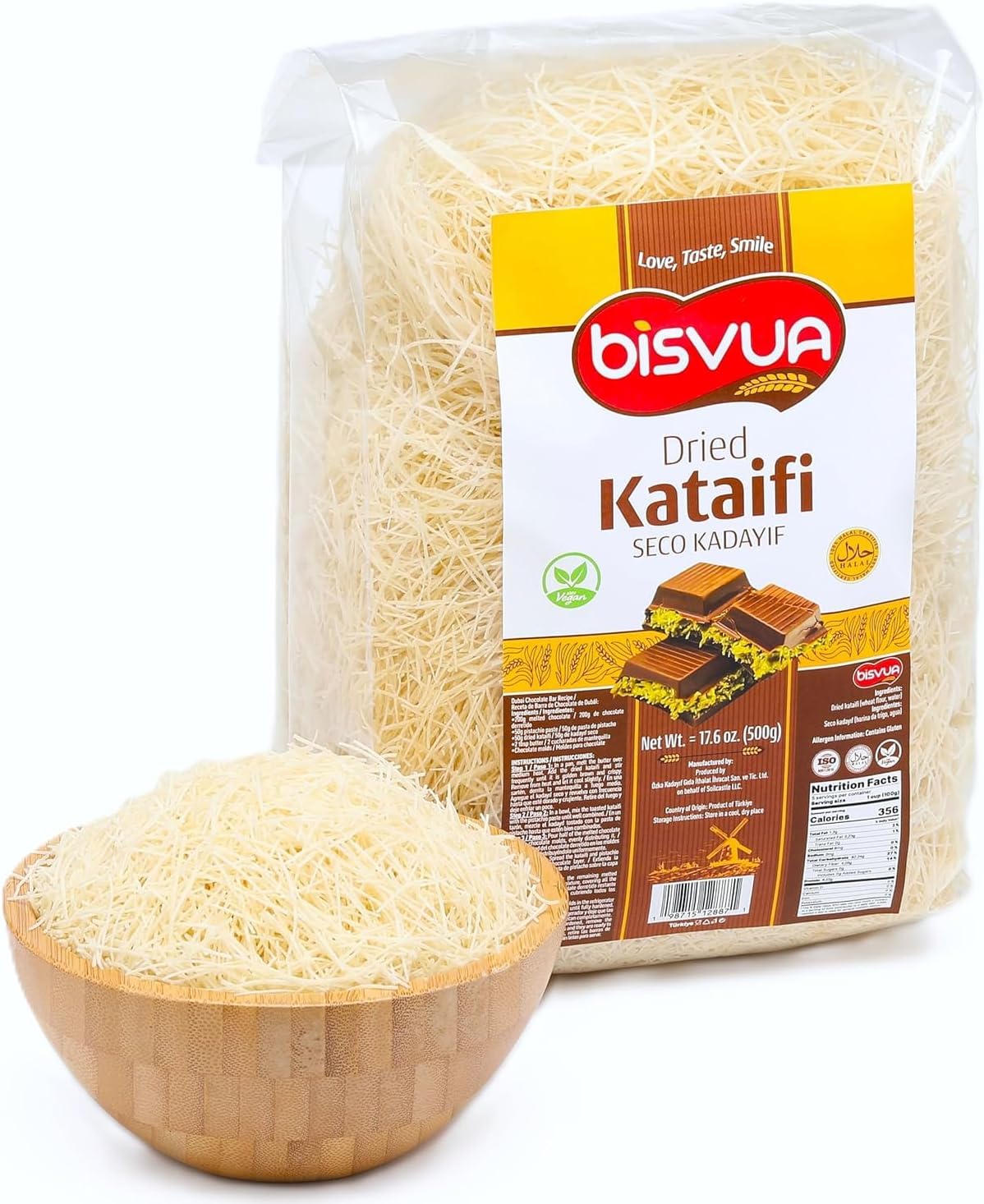 Premium Dried Kataifi 500g (17.6 oz) - Perfect for Viral Dubai Chocolate Bar Pistachio Stuffed Desserts knafeh, Kunafa, and Middle Eastern Pastries - kataifi shredded fillo dough