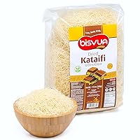 Vista 10 de BISVUA Kataifi secado prémium de 3.5 onzas (3.53 oz) - Masa crujiente de fillo triturada para kunafa casera, Knafeh con crema de pistacho y barra