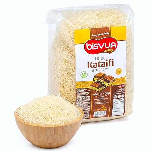 BISVUA Premium Kataifi Seco 500g (17.6 oz) - Perfecto para Relleno de Chocolate Viral de Dubái, Postres Rellenos de Kataifi y Crema de Pistacho, y