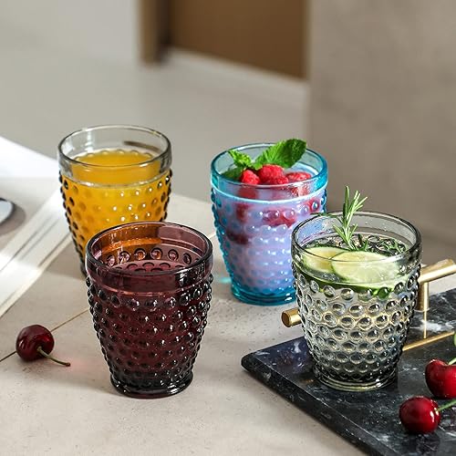 Miniatura 9 de G Hobnail - Juego de 6 vasos de 10.25 onzas para bebidas heladas, estilo vintage, de primera calidad, para refrescos, jugo de soda, agua de whisky,