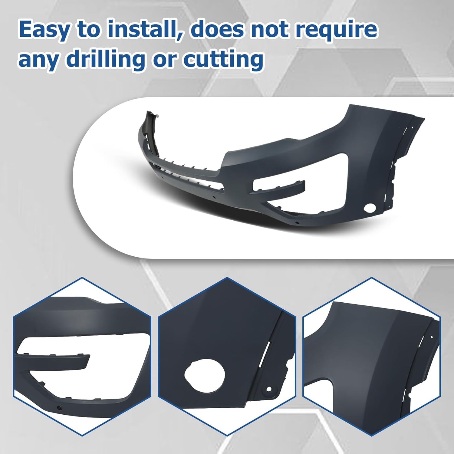 WFLNHB Primered Front Bumper Cover with 6 Sensor Hole Replacement for Explorer 2016-2017 FO1000727 FB5Z17D957CPTM