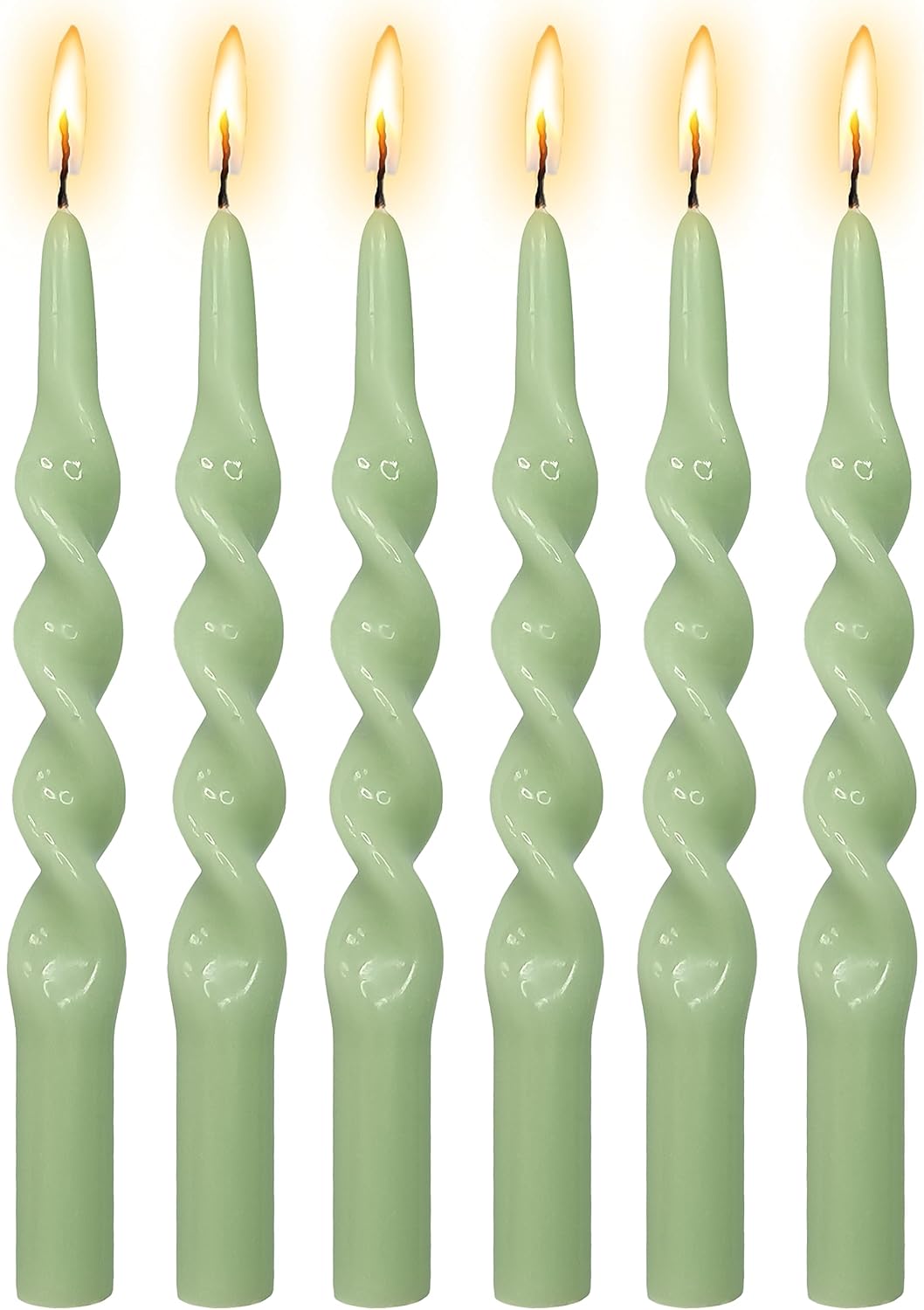 Spiral Taper Candle Green Candlesticks - Set of 6Gedengni Long Candle Sticks Unique Tapered Candles Elegant Design for Home Décor Weddings Festive Holiday
