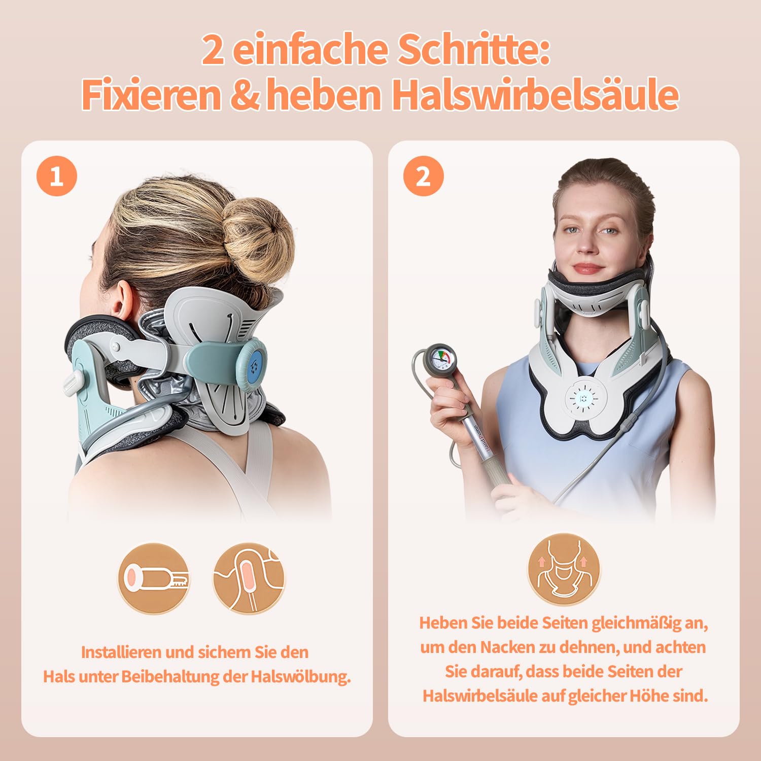 Dispositivo de tracción cervical para estiramiento del cuello y apoyo, con 3 Power Traction y 8 Airbag Support para dolor de cuello, estiramiento de la columna vertebral, uso doméstico, bomba de aire