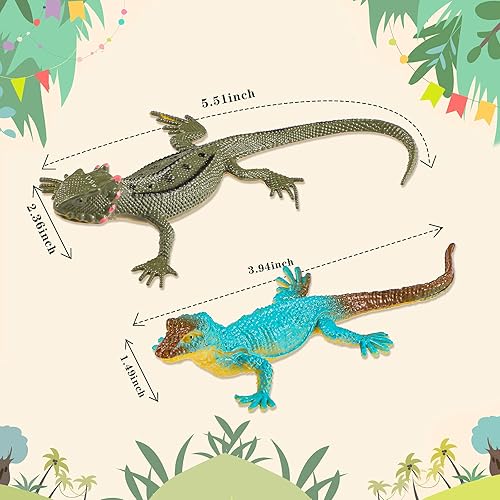 Miniatura 2 de Sumind 18 piezas de juguetes de lagarto de plástico colorido modelo falso lagarto artificial de reptil para adolescentes y adultos, figura de