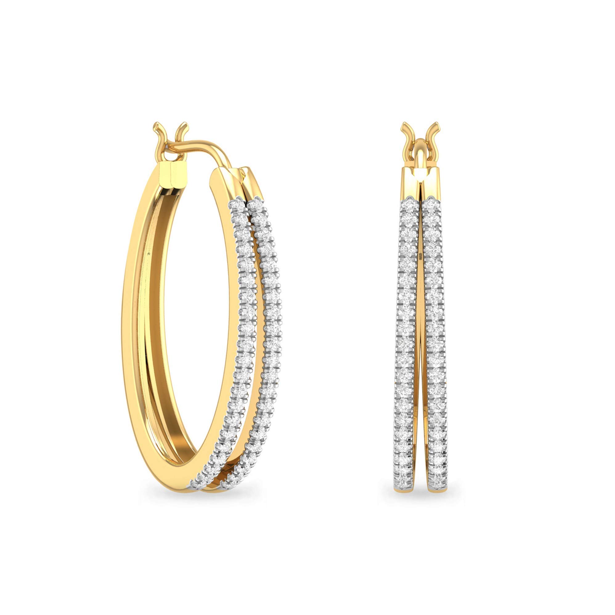 Yellow Gold and Diamond Stud Earrings for Women-image-45