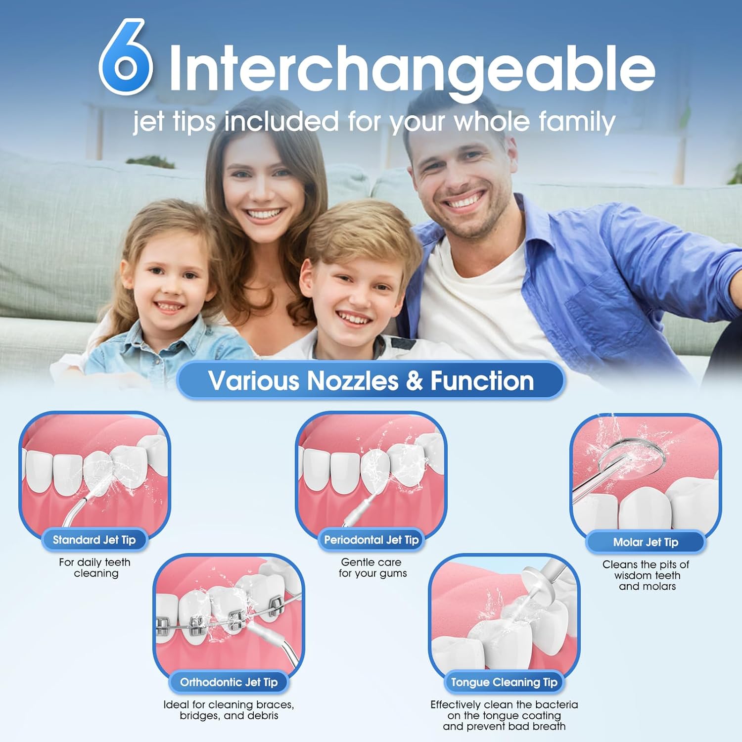 Water Flosser, Rechargeable 300ML IPX7 Waterproof Cordless Portable Oral Irrigator with 4 Modes & 6 Replaceable Jet Tips-Professional Flossing Cleaner for Daily Home Use,Travel,Gums,Braces Care-White - Image 5