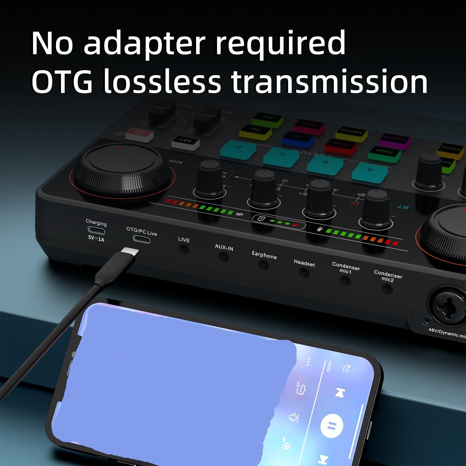 DJ-Controller, Bluetooth-kompatible Live-Soundkarte, Streaming-Mixer-Soundkarte