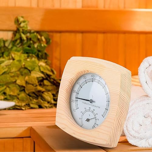 Miniatura 4 de Haofy Termómetro de sauna 2 en 1, termómetro digital higrómetro, higrómetro de madera para sala de vapor, medidor de temperatura interior, color