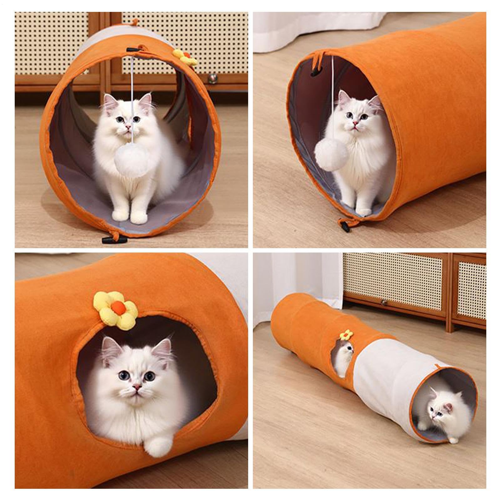 Tunnel pour Chat, Pliable avec Balle Tubes et Galeries, Tente Anti-Griffes d'Enrichissement Mental pour Outil d'Entraînement