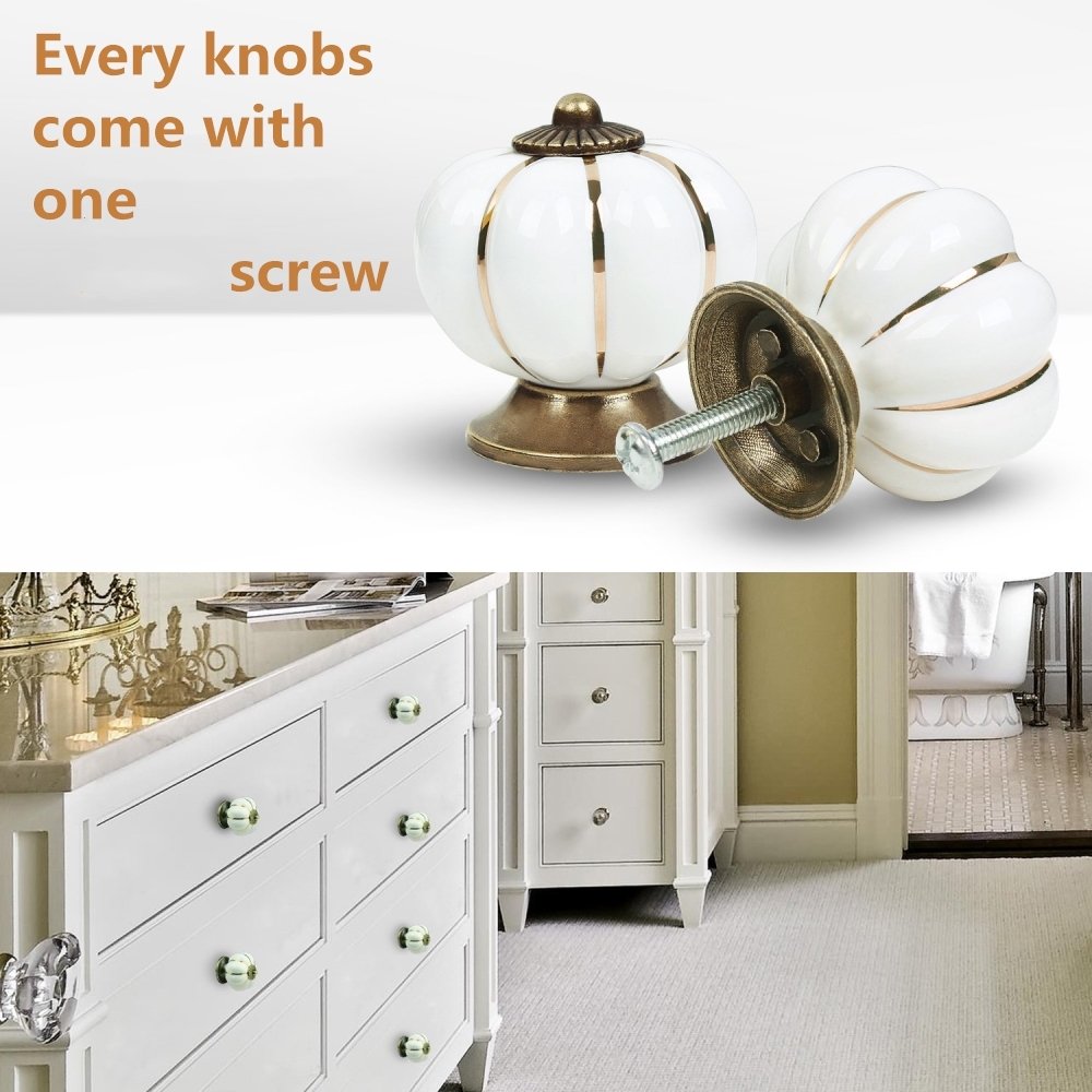 Pomelli In Ceramica Stile Zucca - Set 8 Pezzi Per Mobili Cucina/Bagno - Foto 9