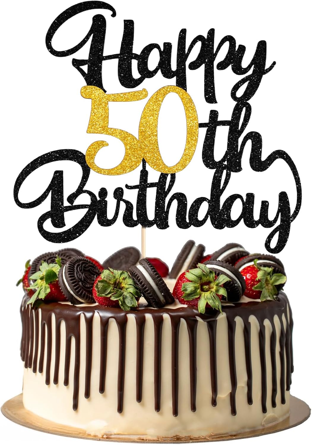 1Pc Happy 50th Birthday Cake Topper Glitter Cheers To 50 - View #5