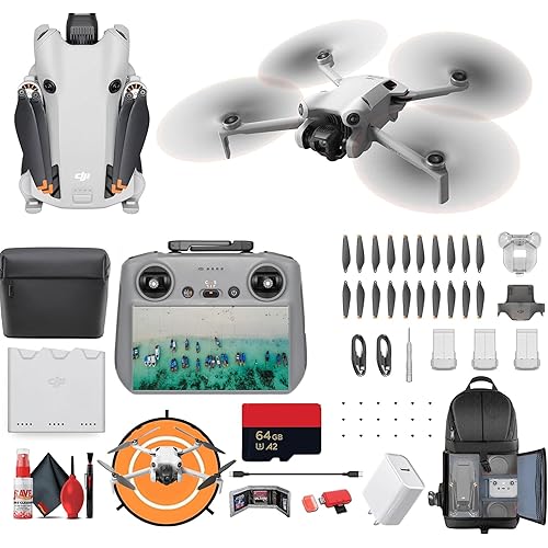 DJI Mini 4 Pro Drone Fly More Combo Plus with RC 2 Controller | 4K HDR Camera Omnidirectional Obstacle Sensing | 34-Min Flight Time (CP.MA.00000740.01) + BackPack + Landing Pad + 64GB Card + More