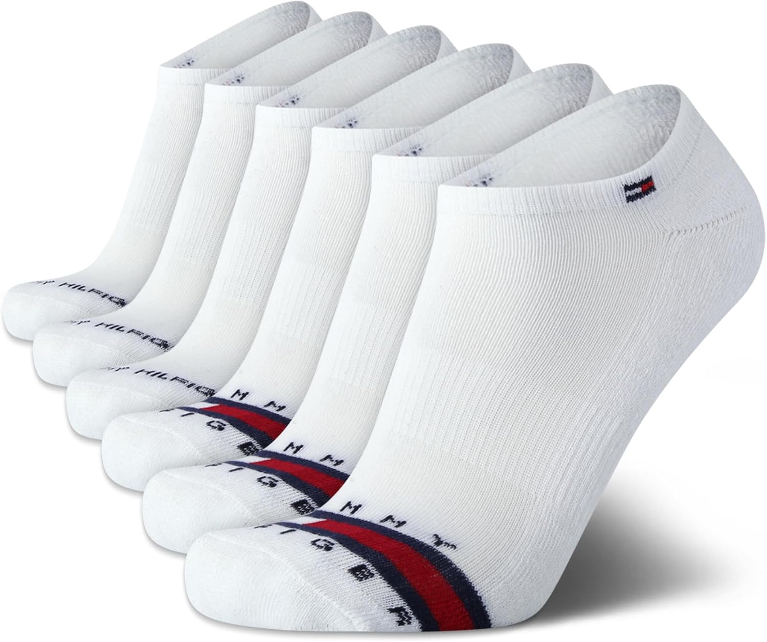 Tommy Hilfiger Mens No Show Socks - 6 Pack Cushioned Performance Stretch Athletic Low Cut Socks for Men