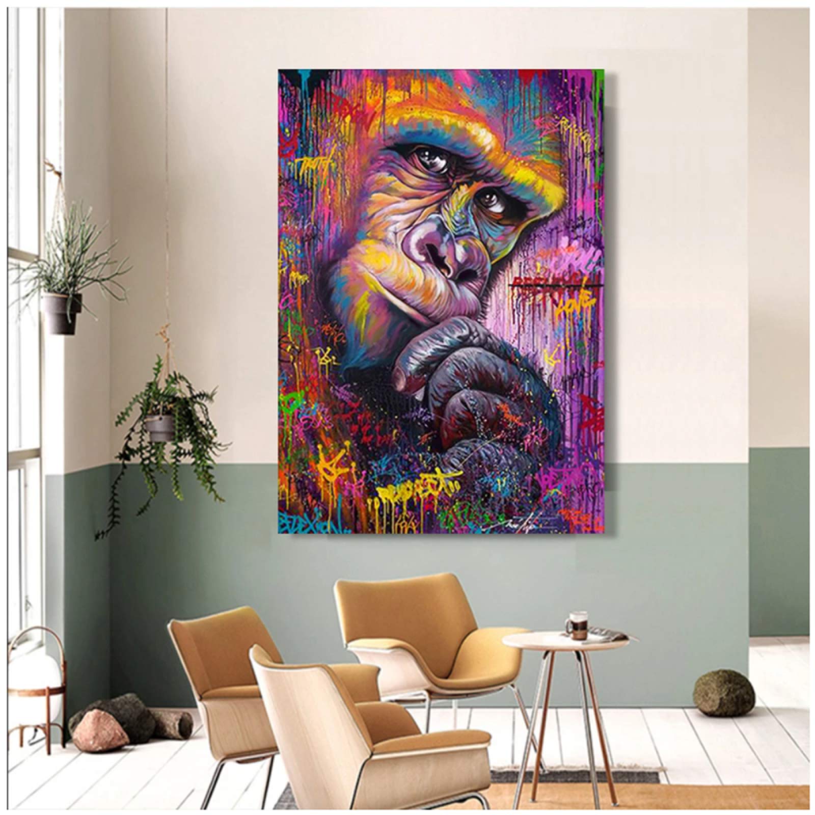 愉快なチンパンジー♪ カラフルアート 楽しい毎日のお部屋のインテリア