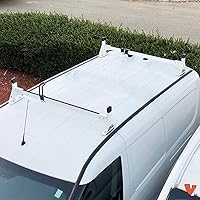 Vista 1 de Vantech H1 2 Bar para RAM ProMaster City Steel Ladder Roof Rack 2015-On, Blanco