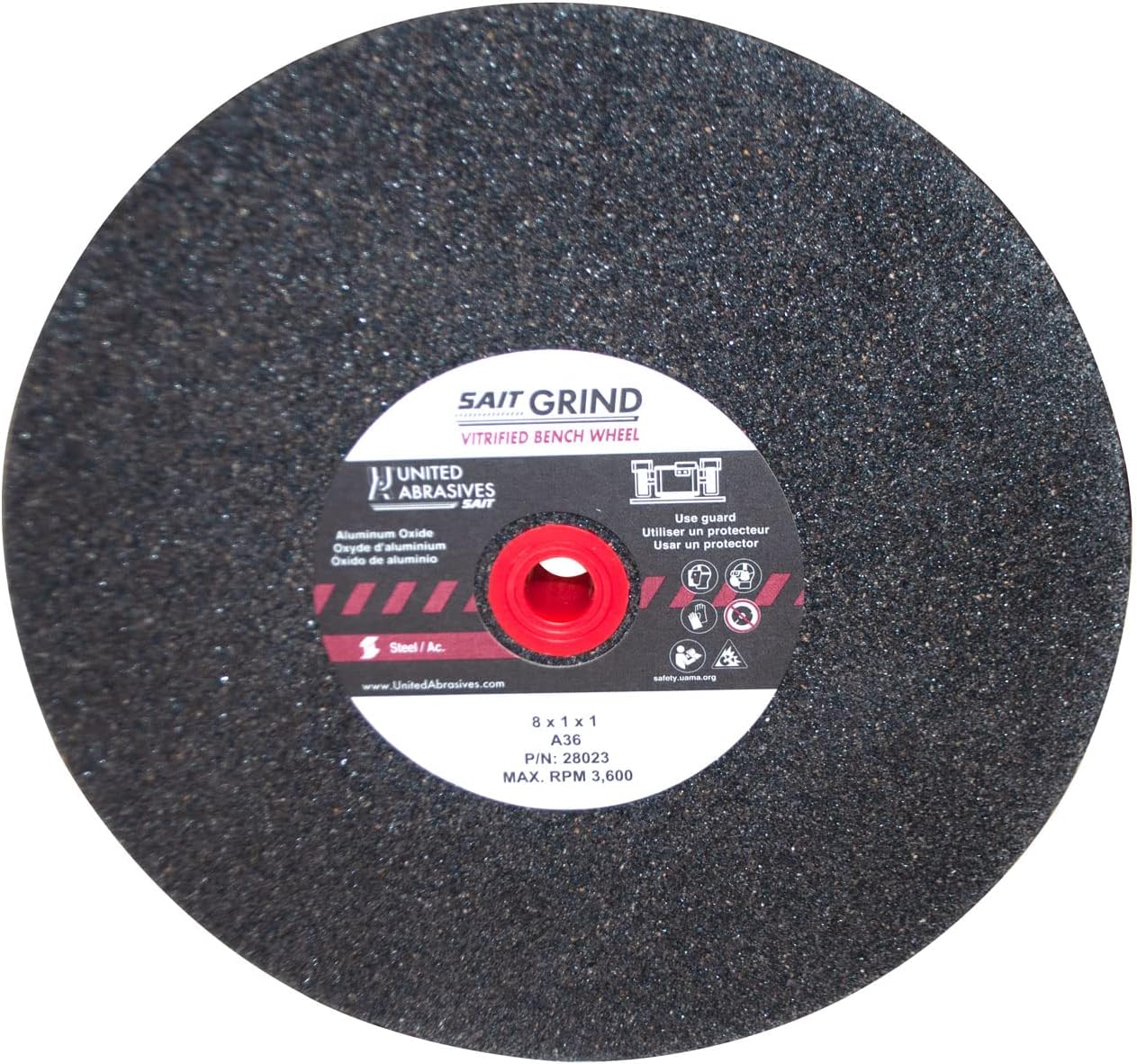 United Abrasives- SAIT VW 8 X 1 X 1 A36X Bench Grinding Wheel (QTY: 1), Multi, 28023