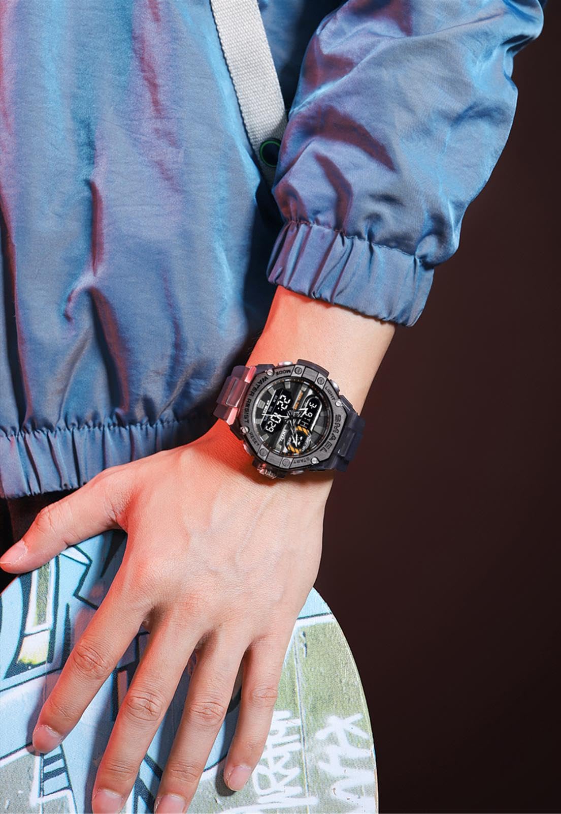 Montre Homme Digitale Outdoor Sport Grand Cadran Militaire Multifonction Étanche Montre LED Lumière Alarme Calendrier Date Montre