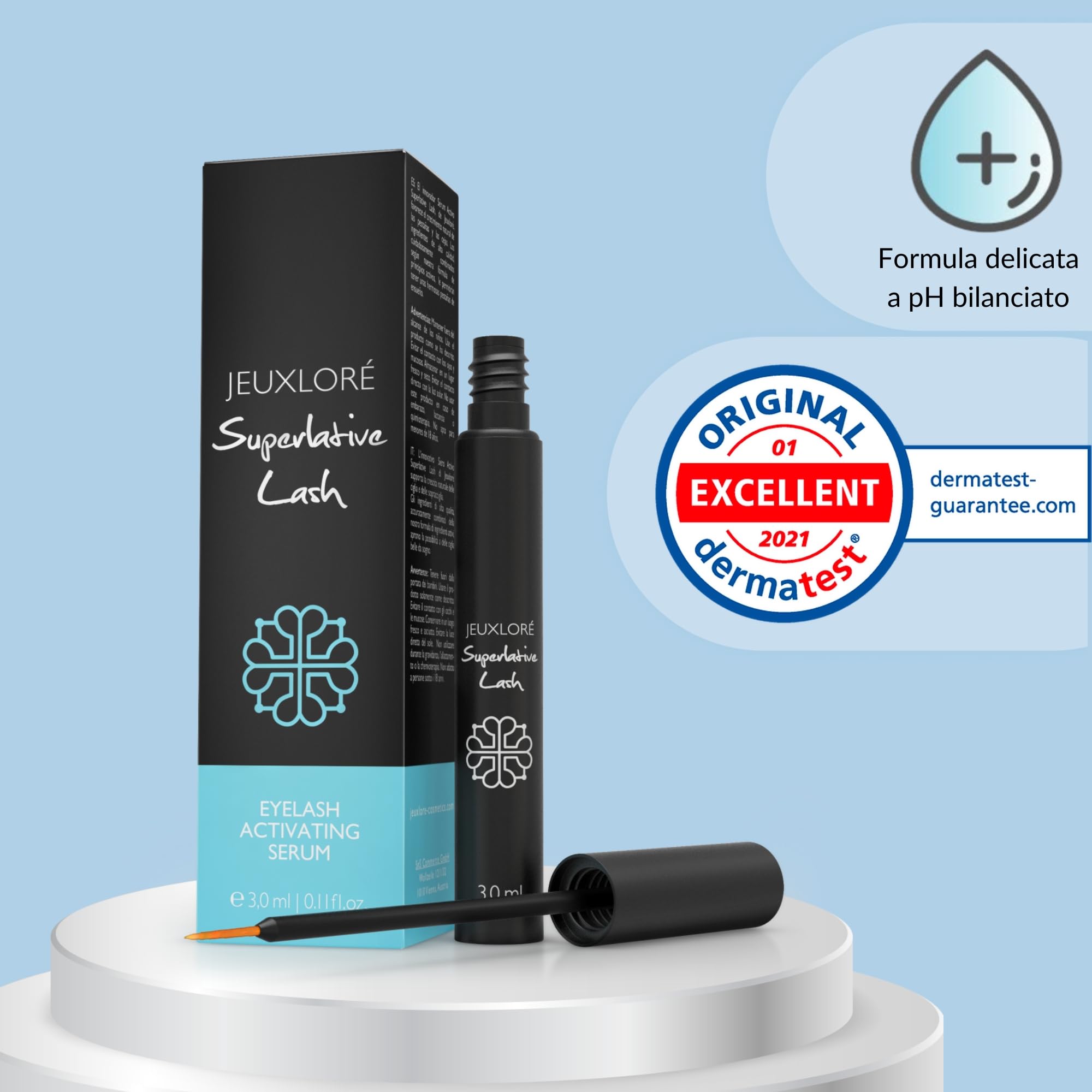 JEUXLORÉ Siero per Ciglia e Sopracciglia – Rinforzante Naturale Crescita Rapida – Ciglia Lunghe e Folte in 4 Settimane – Siero Ciglia Naturale e Nutriente 3ml – Formula Olio di Ricino Biologico