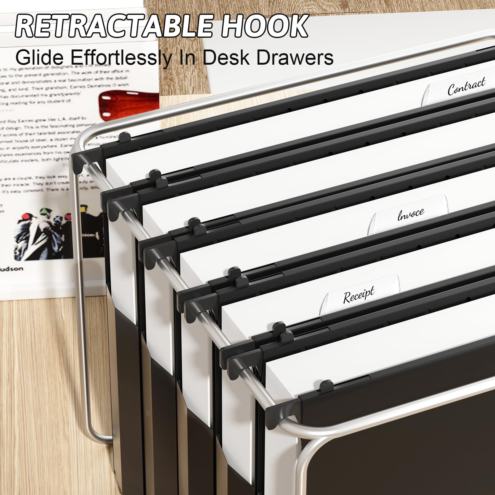 Lot de 12 dossiers suspendus en plastique de grande capacité, format lettre, renforcés, design extensible sur les côtés, extension robuste de 5,1 cm, organiseur suspendu conçu pour les fichiers