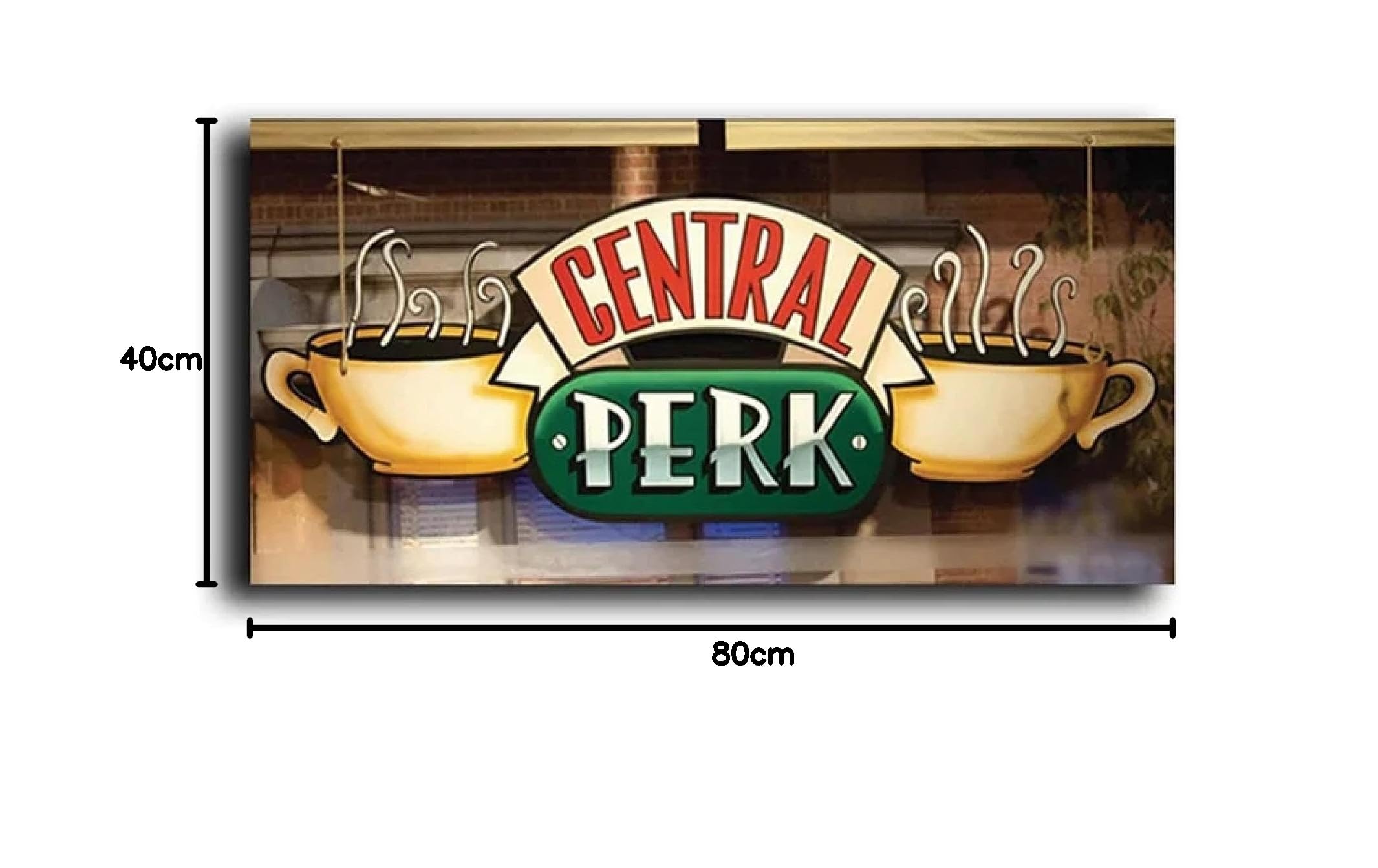 Zhadongli Art Central Perk Cafe Dipinti su tela Amici Serie TV Poster e stampe Scandinavo Immagine artistica da parete per soggiorno Decor 40x80 cm (16x31 pollici) Con cornice
