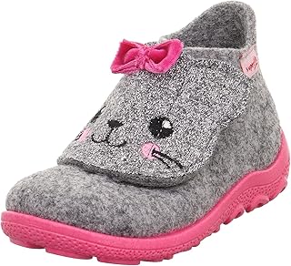 Superfit Girls Happy Slippers, Light Grey Pink 2500, 24 UK wide