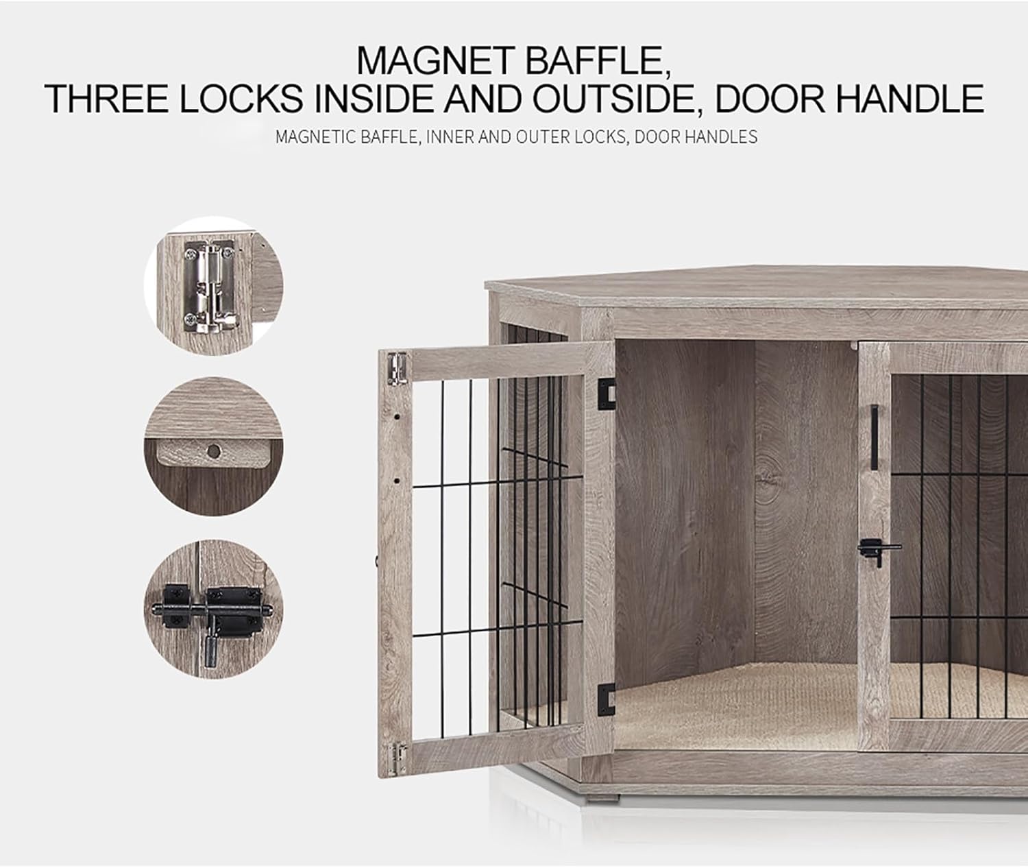 Heavy Duty Dog Crate Table Indoor TV Stand Corner Dog Crate Furniture End Table with Lockable Door Dog Furniture Crate End Table with Storage for Small Medium Large Dogs up to 100 lbs. ( Color : Walnu